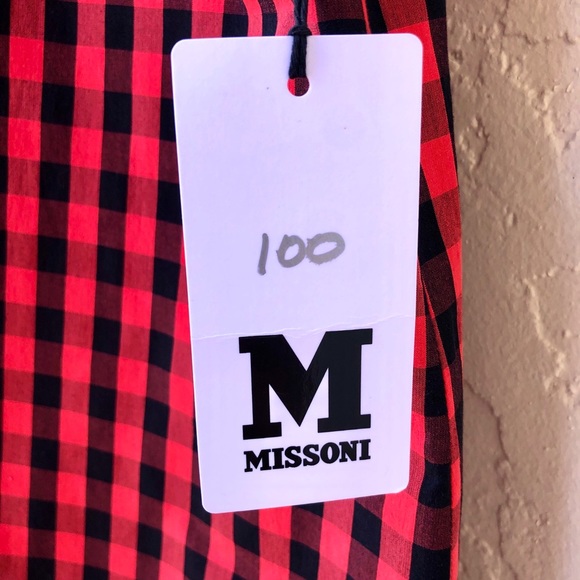 NWT Missoni Red and Black Scallop Collar Blouse - Picture 4 of 7